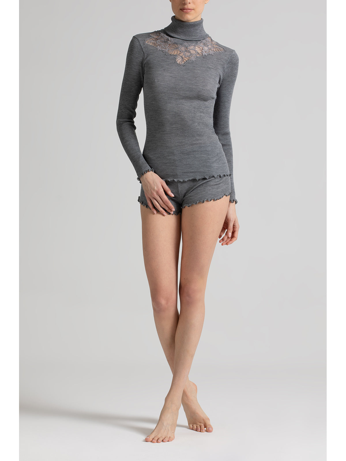 Maglietta manica lunga in lana e seta