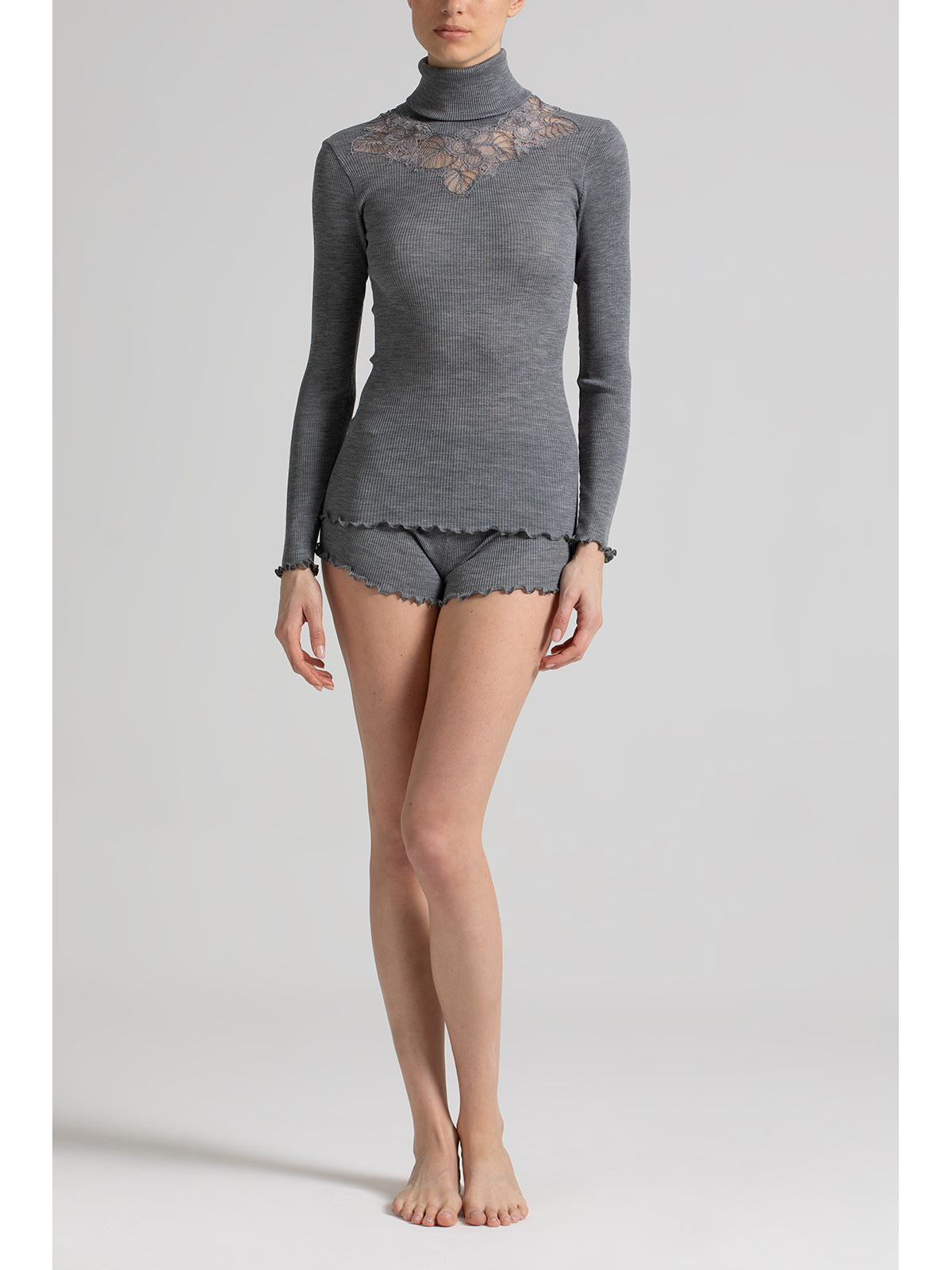 Maglietta manica lunga in lana e seta