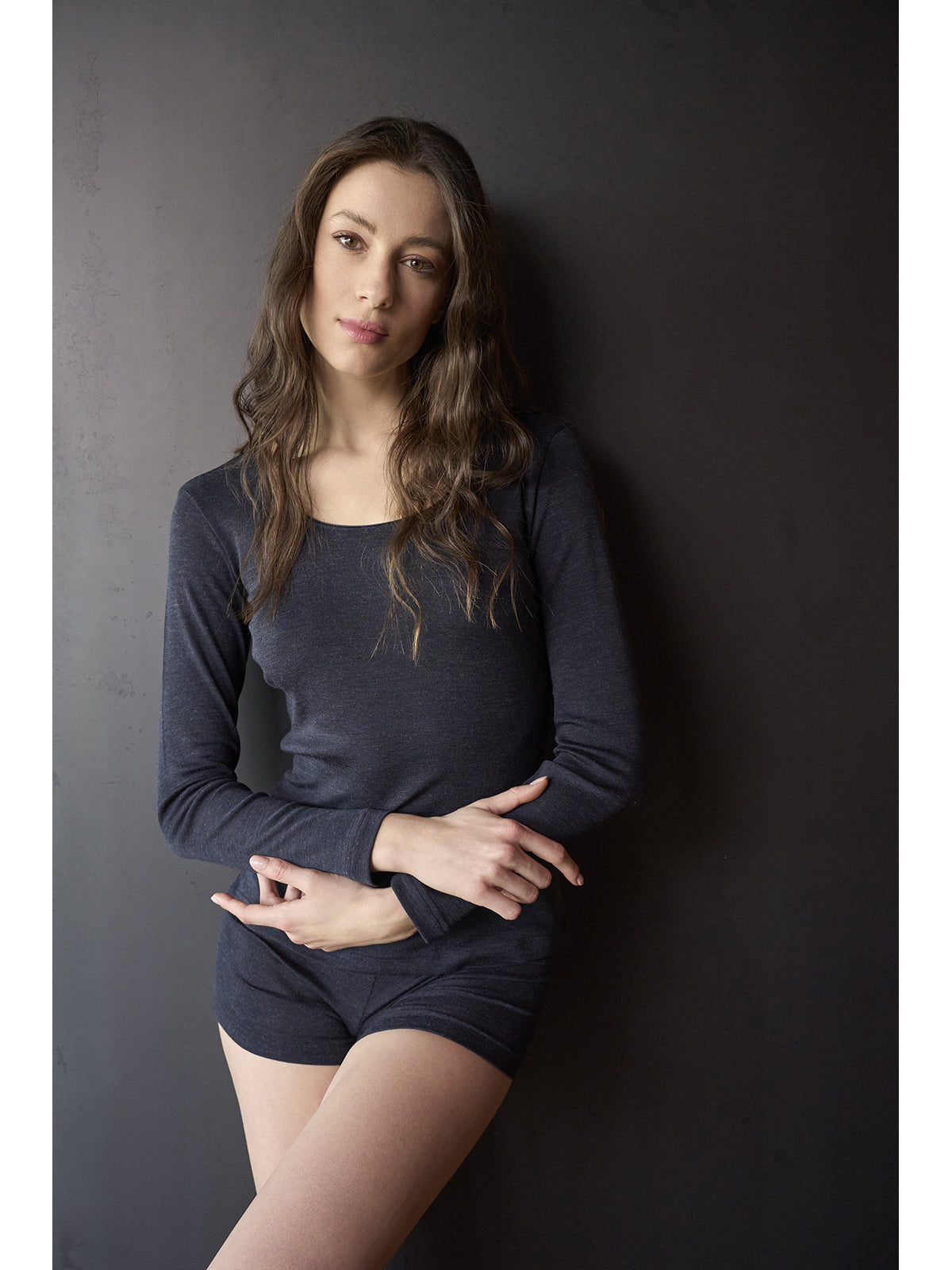 Maglietta in lana e seta con scollo ampio