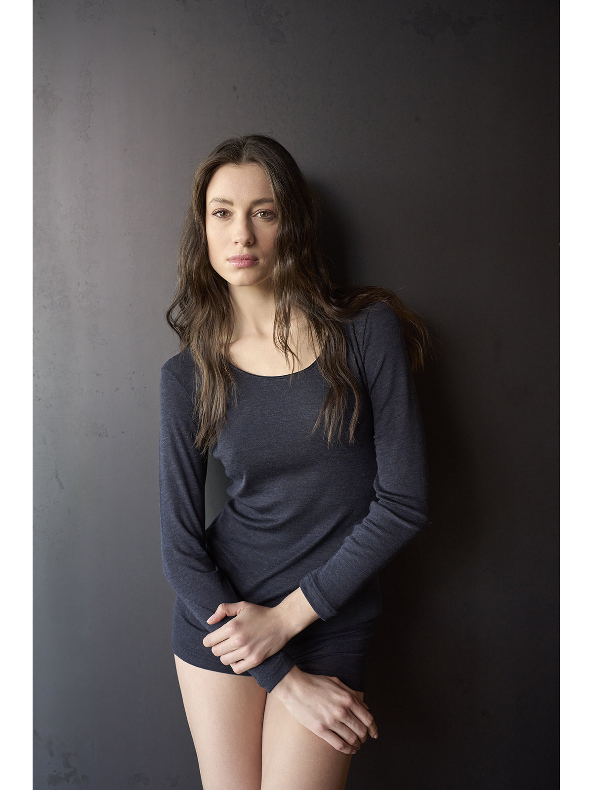 Maglietta in lana e seta con scollo ampio