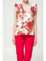 Maglia con volant 100% cotone fantasia