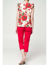 Maglia con volant 100% cotone fantasia