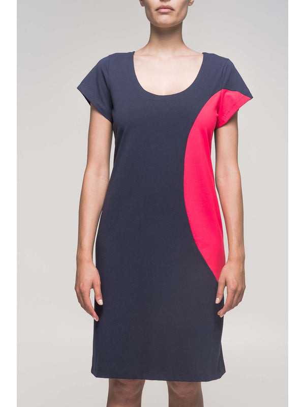 Short sleeve round neckline dress