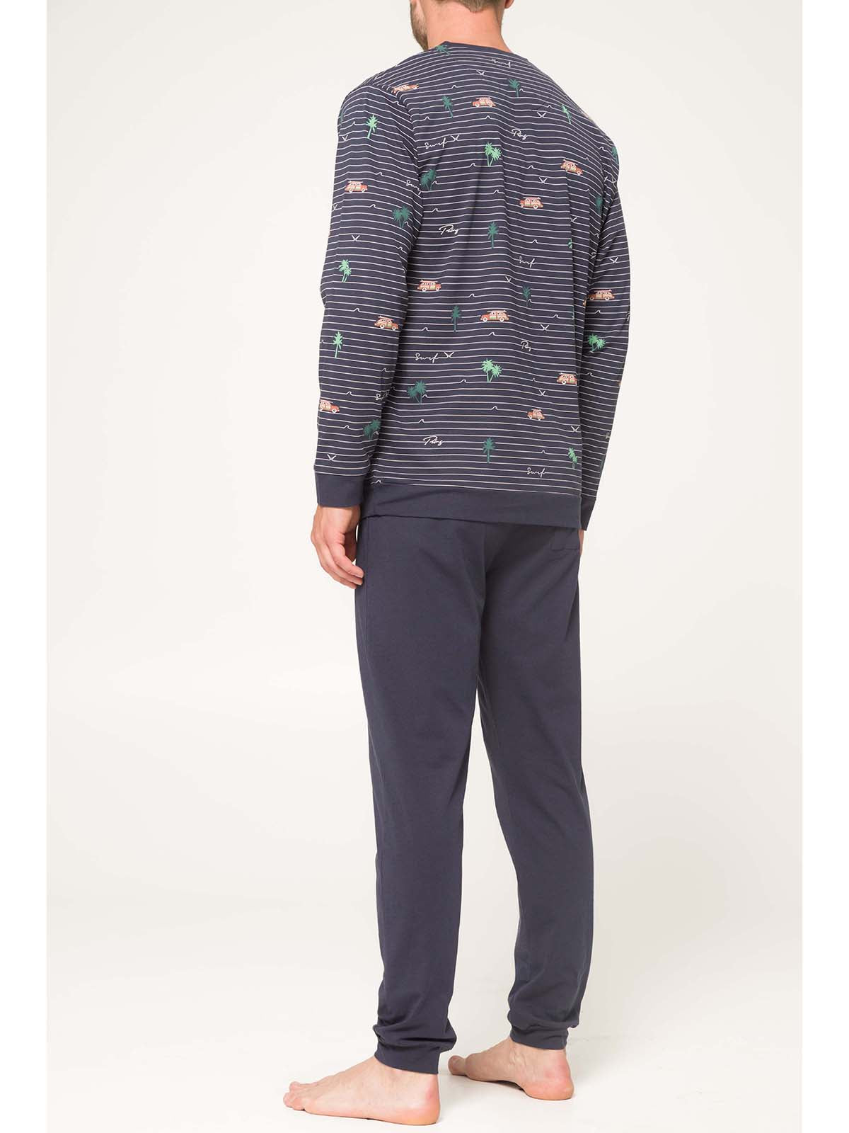 Pigiama con bordi in fresco jersey 100% cotone Blu Boglietti