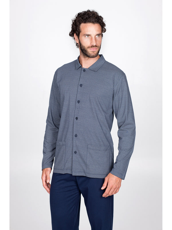 Pigiama lungo cardigan con colletto