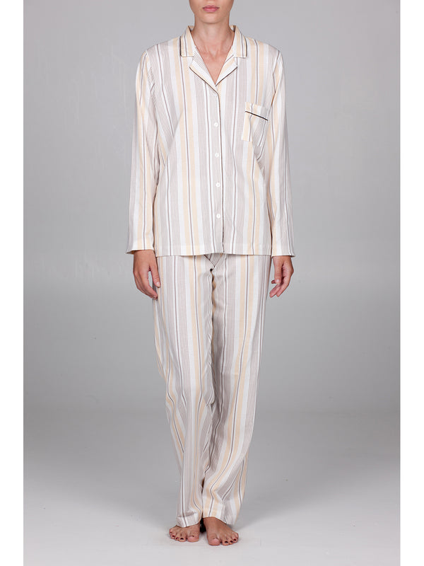 Pigiama lungo cardigan in cotone traspirante