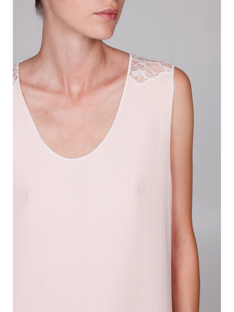 COMFORTABLE TANK TOP WITH LACE SLITS IN SOFT MICROMODAL