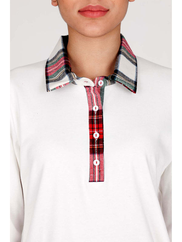Camicia da notte in caldo interlock a di puro cotone