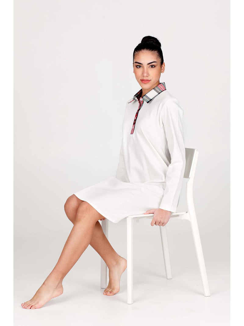 CHEMISE DE NUIT EN PUR COTON INTERLOCK CHAUD