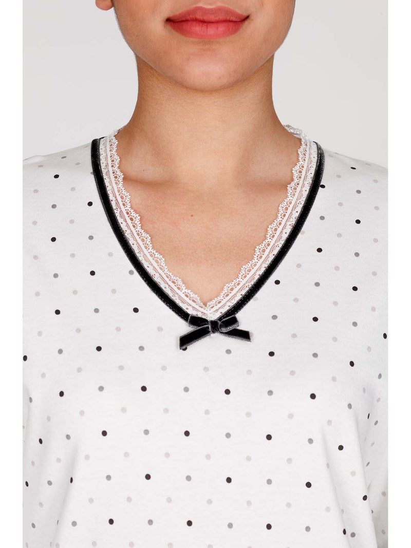 Chemise de nuit chaude en interlock de pur coton