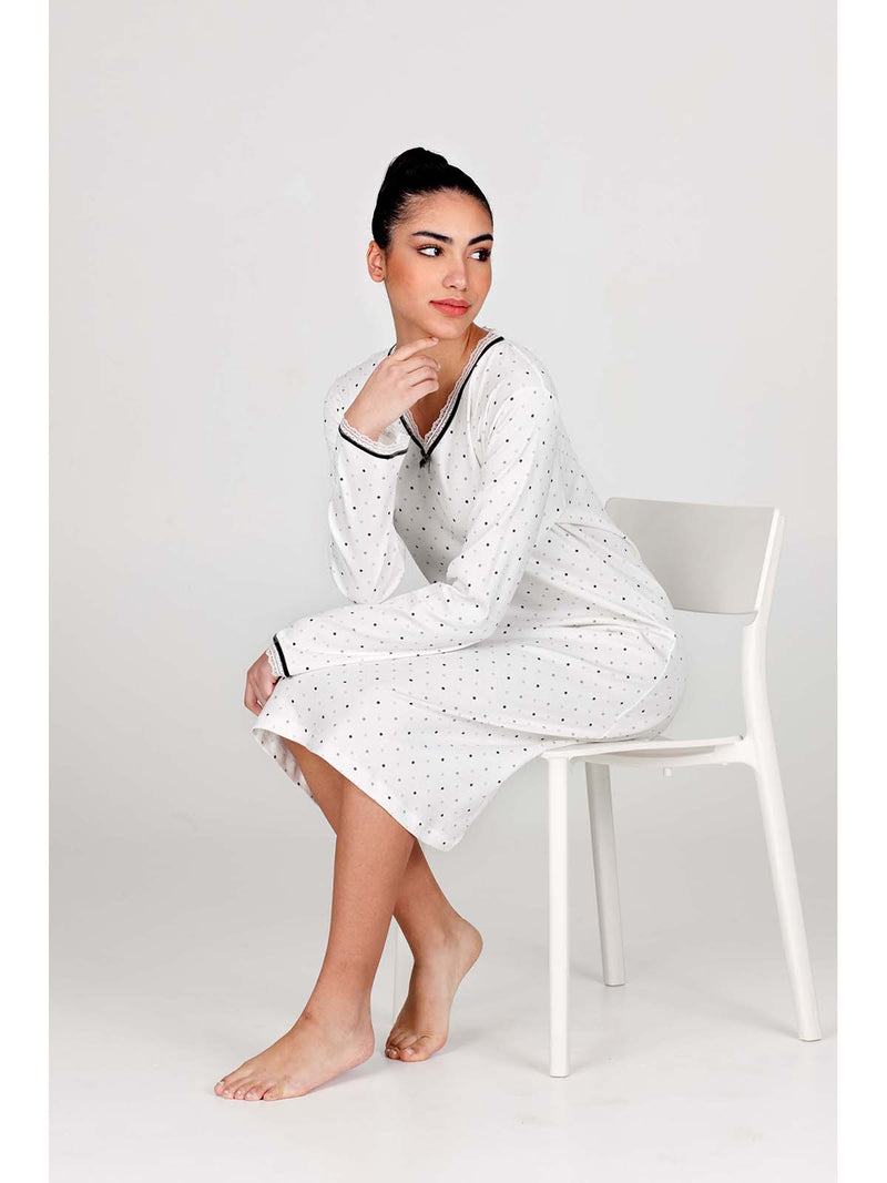 Chemise de nuit chaude en interlock de pur coton