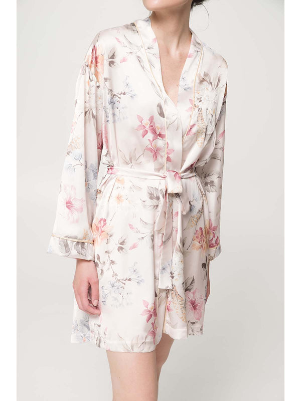 Silkified satin dressing gown