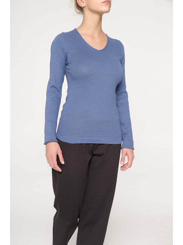 LONG-SLEEVED V-NECK JERSEY