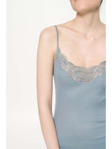 Canotta top in pregiato filoscozia® con pizzo