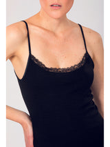 Canotta top in double intimo di lana e cotone