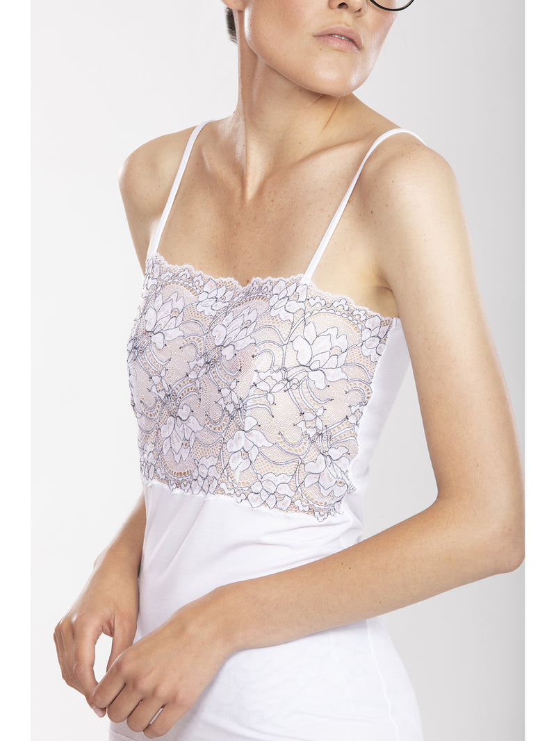 SOFT MODAL TOP WITH LACE FLOUNCE