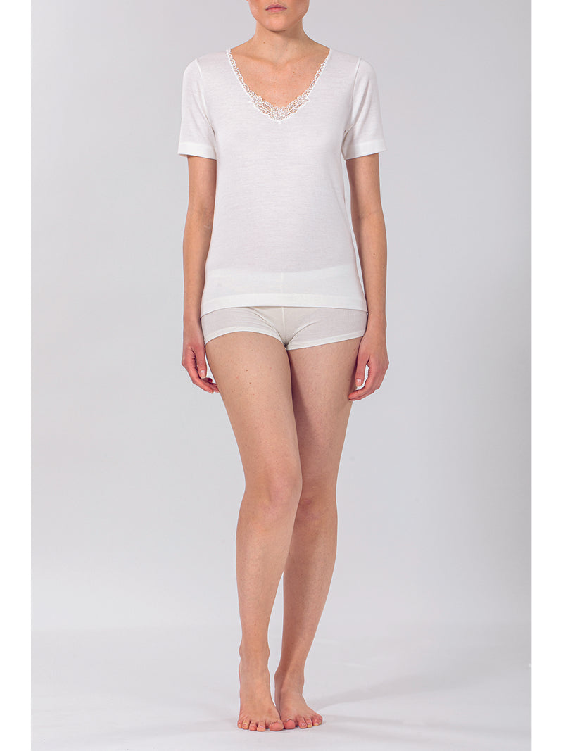 WOOL AND COTTON DOUBLE UNDERWEAR T-SHIRT