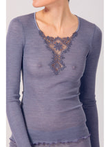 T-SHIRT DE LAINE FINE ET DE SOIE