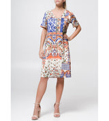 Stretch dress with short sleeves