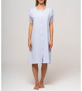 Camicia da notte aperta in puro cotone mercerizzato
