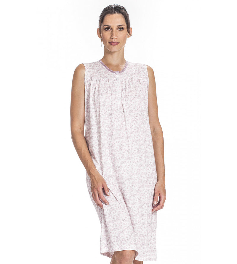 Camicia da notte smanicata collo serafino in pizzo