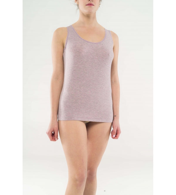 Tank top in stretch modal with lace