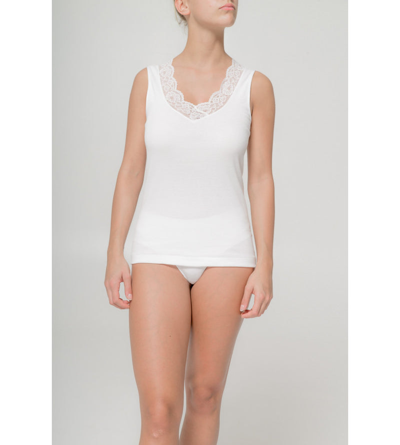 Canotta top in spalla stretta in cotone 100%
