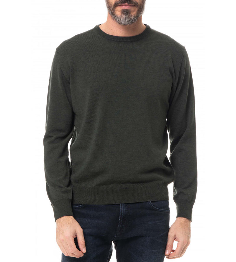 Crew neck sweater in soft and light pure merino