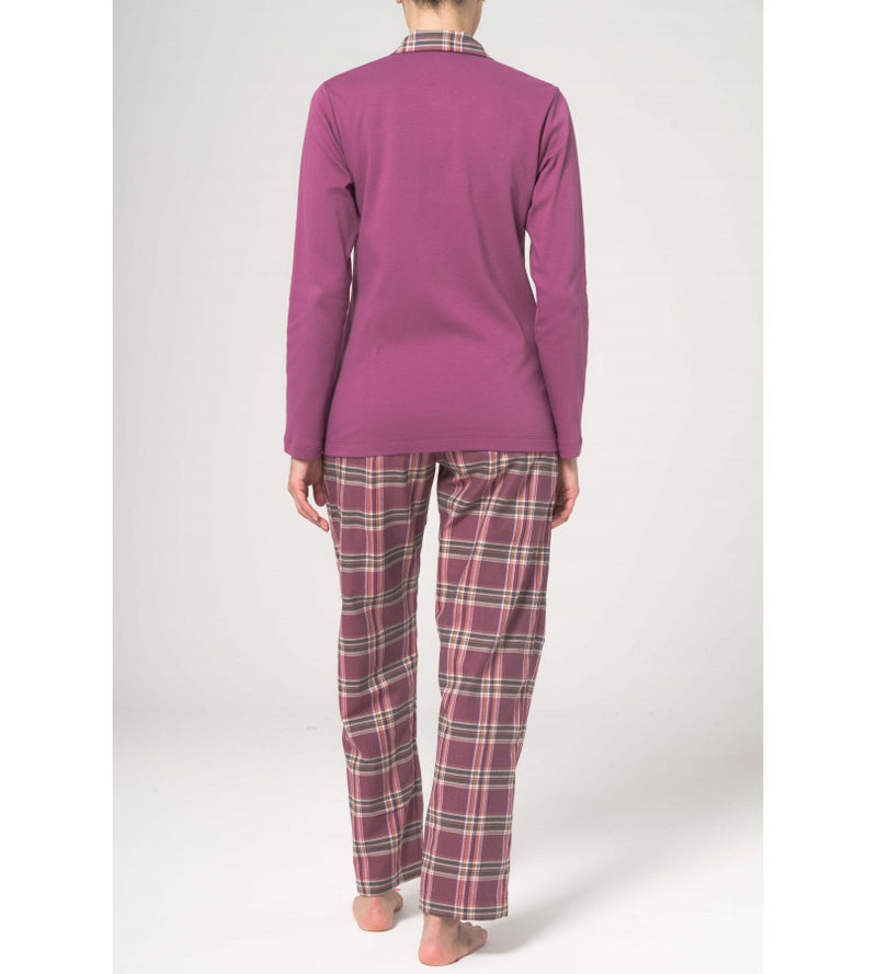 Pigiama cardigan in flanella petto bavero