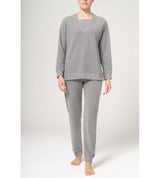 Pigiama collo v con inserto, pantalone con coulisse