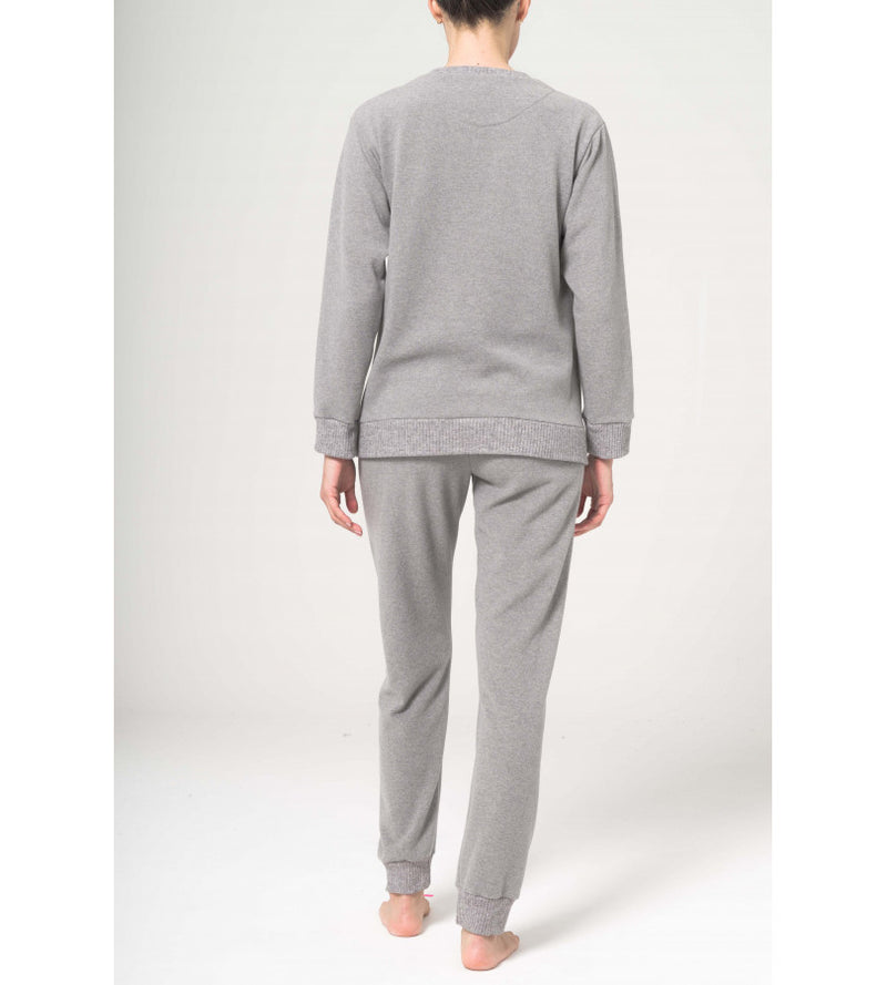 Pigiama collo v con inserto, pantalone con coulisse