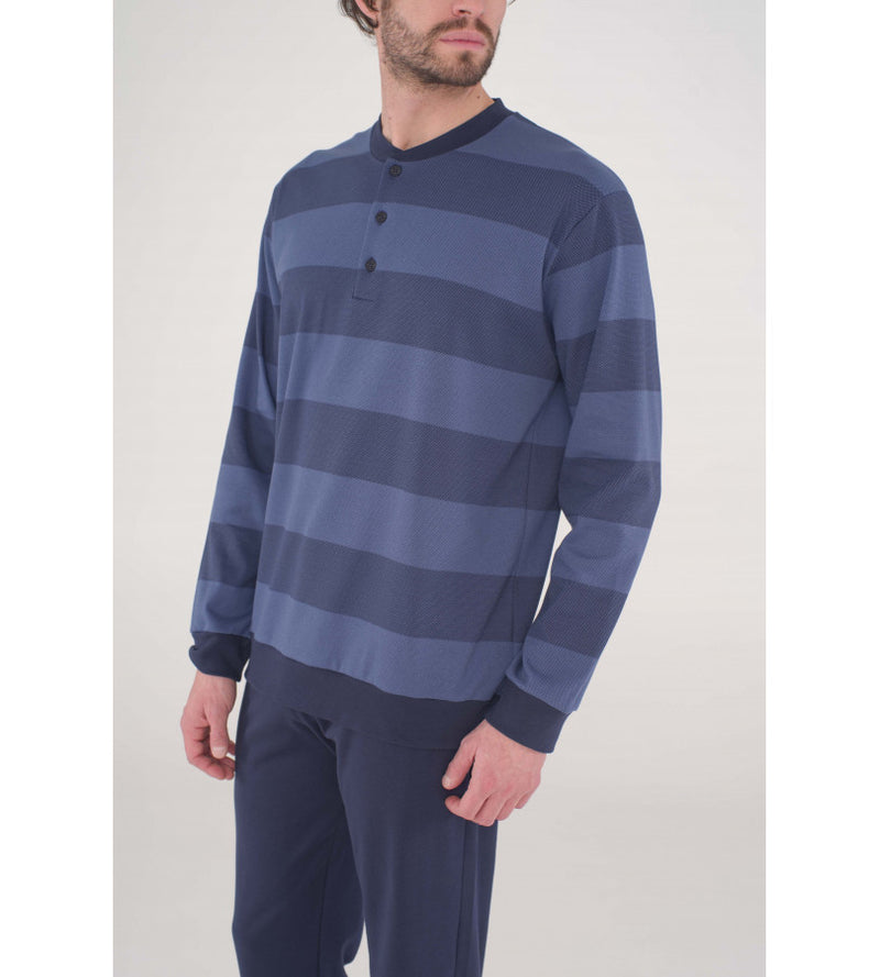 Henley neck pyjamas with 3 buttons