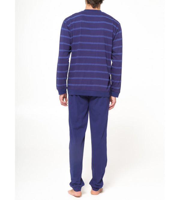 100% cotton yarn-dyed jersey Henley pyjamas